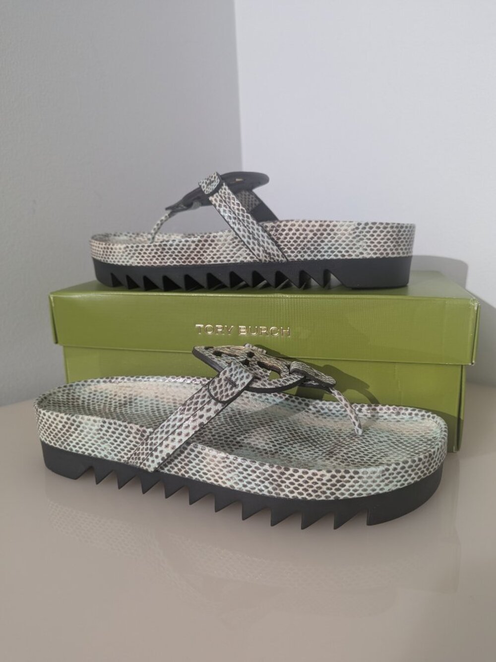 Tory Burch $258 Miller Cloud Lug Sandals Snake print - Picture 6 of 12